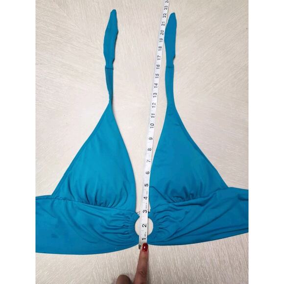 Carmen Marc Valvo Women's Ring Front Halter Bikini Top Turquoise Large - Picture 6 of 8